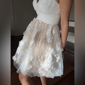 Jovani White Tulle Lace Dress